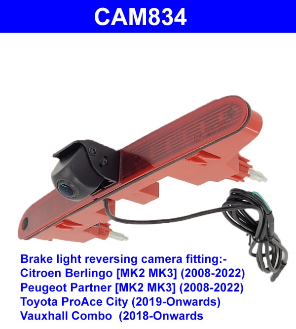 Brake light reversing camera for Citroen Berlingo,Peugeot  Partner, Toyota Proace, Vauxhall Combo